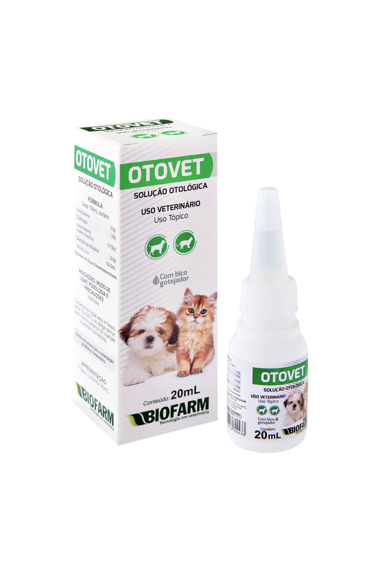 SOLUÇÃO OTOLÓGICA OTOVET PARA CÃES E GATOS 20ML - BIOFARM 