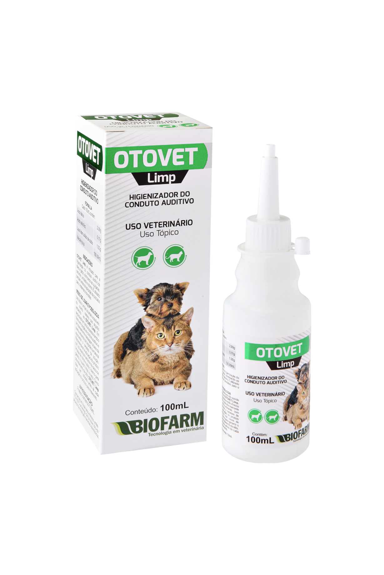 HIGIENIZADOR DO CONDUTO AUDITIVO OTOVET LIMP PARA CÃES E GATOS 100ML - BIOFARM