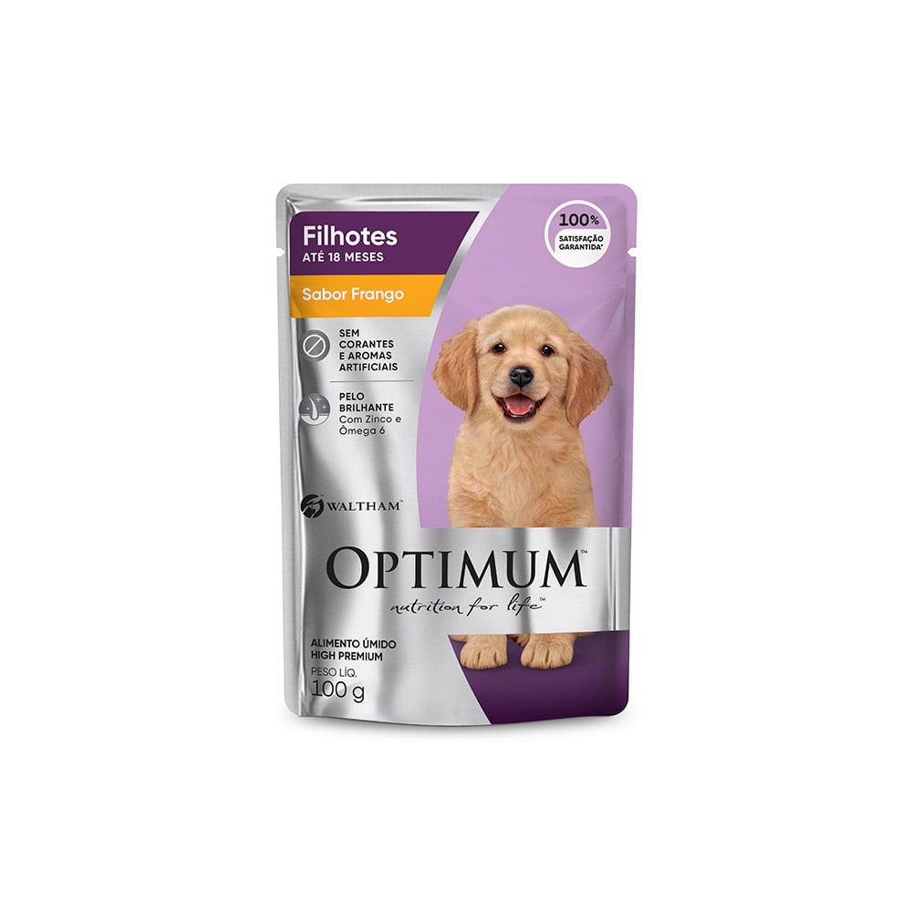 RAÇÃO ÚMIDA OPTIMUM SACHÊ PARA CÃES FILHOTES 100G