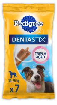 PETISCO PEDIGREE DENTASTIX CUIDADO ORAL PARA CÃES ADULTOS RAÇAS MÉDIAS 7 UNIDADES