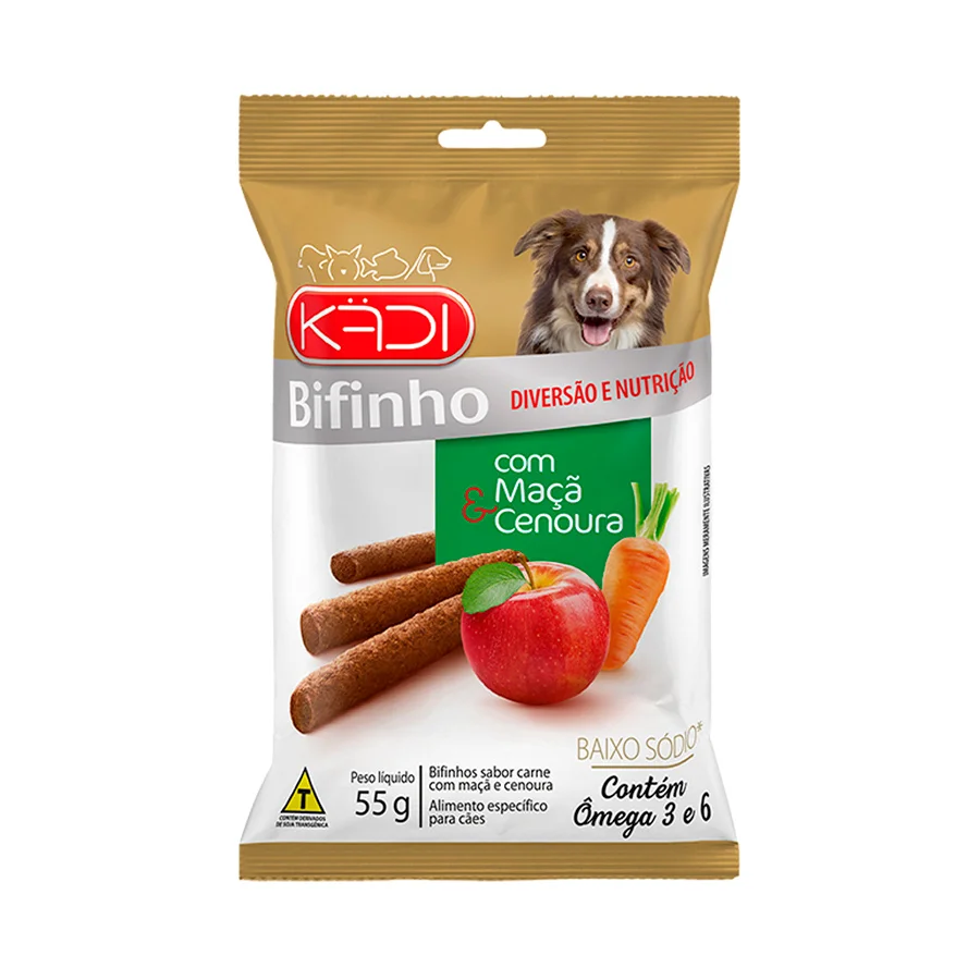 SNACK PARA CÃES BIFINHO KADI SABOR MAÇA E CENOURA 55G - KADI