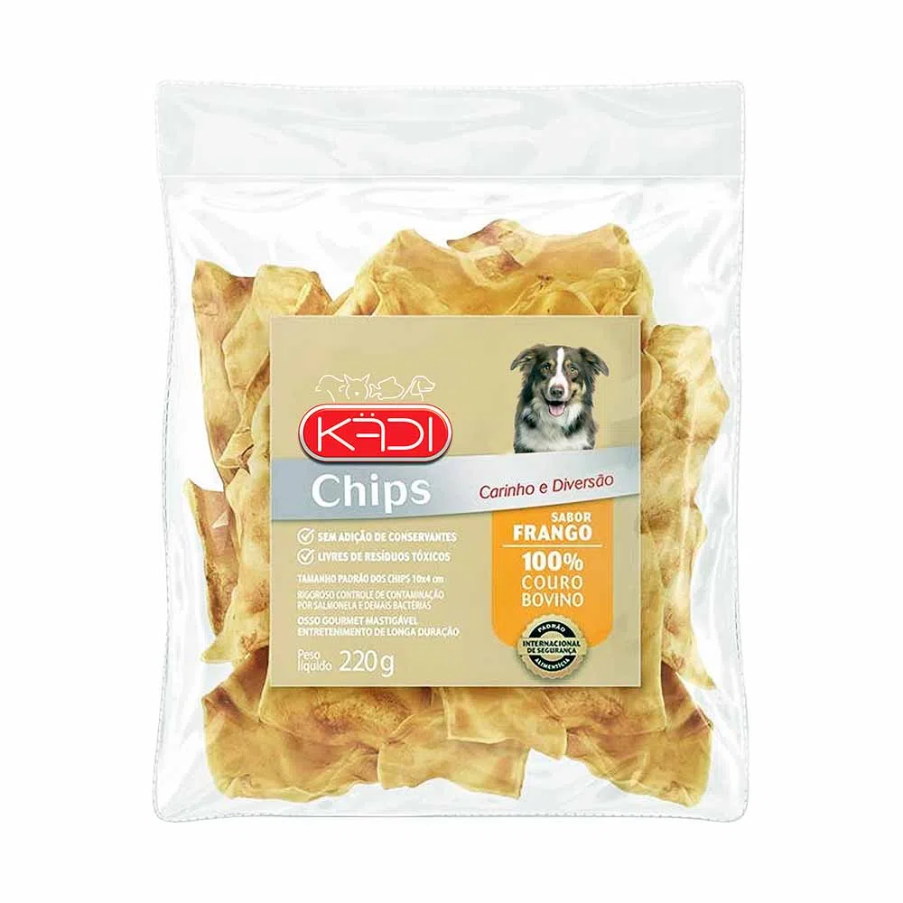 SNACK PARA CÃES OSSO EM CHIPS SABOR FRANGO 220G - KADI