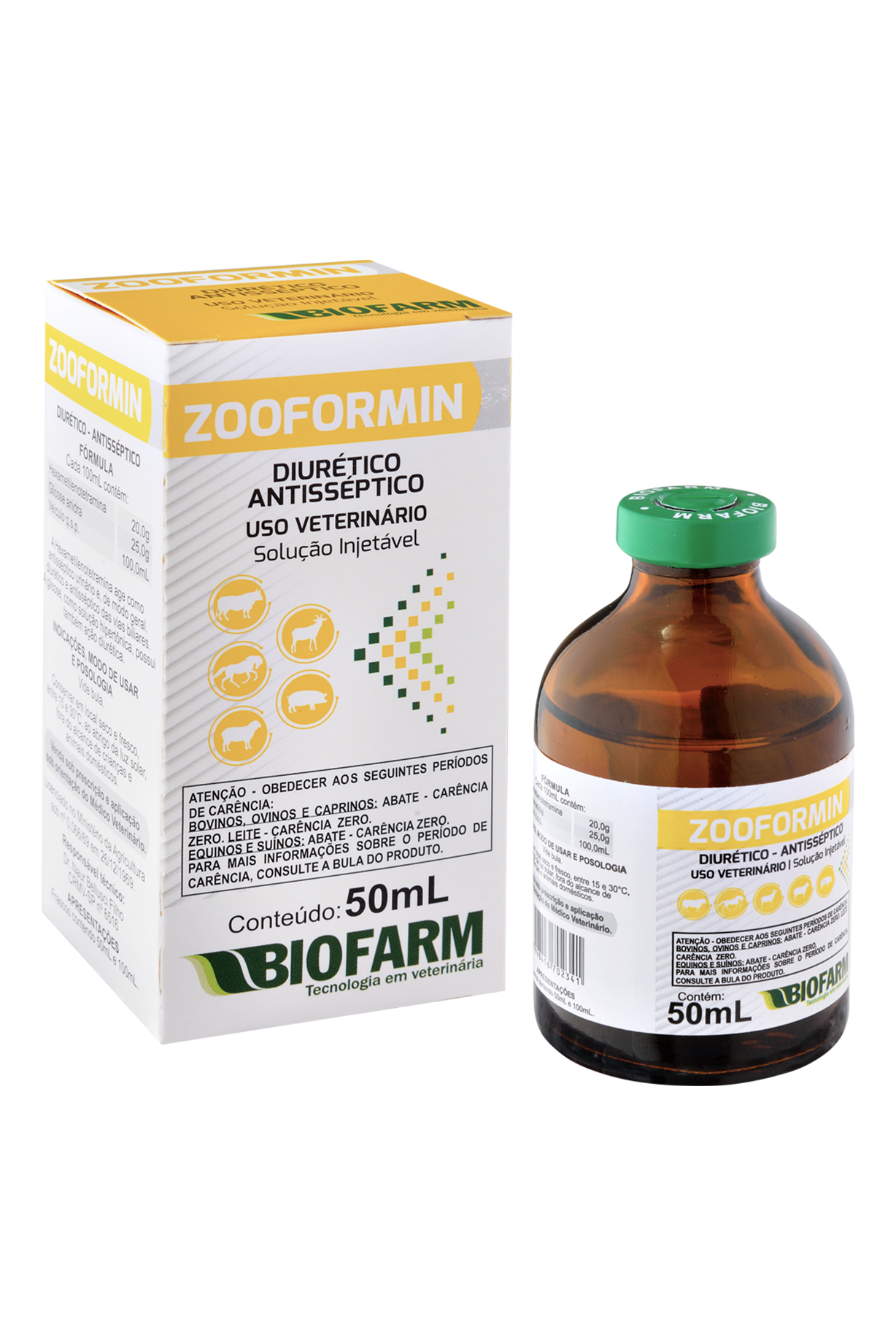 DIURÉTICO ANTISSÉPTICO ZOOFORMIN 50ML USO INJETÁVEL - BIOFARM