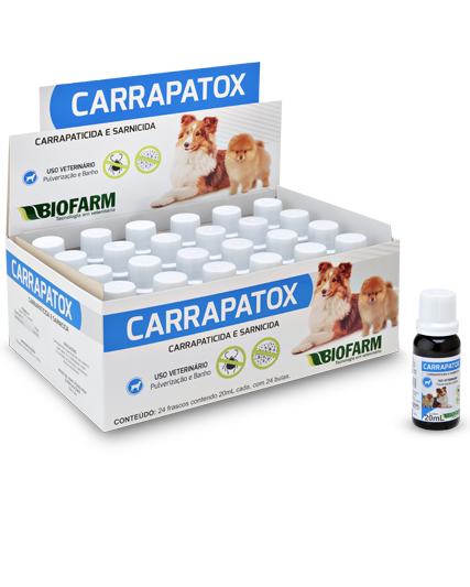 CARRAPATICIDA E SARNICIDA PARA CÃES E GATOS CARRAPATOX PULVERIZAÇÃO E BANHO 20ML - BIOFARM