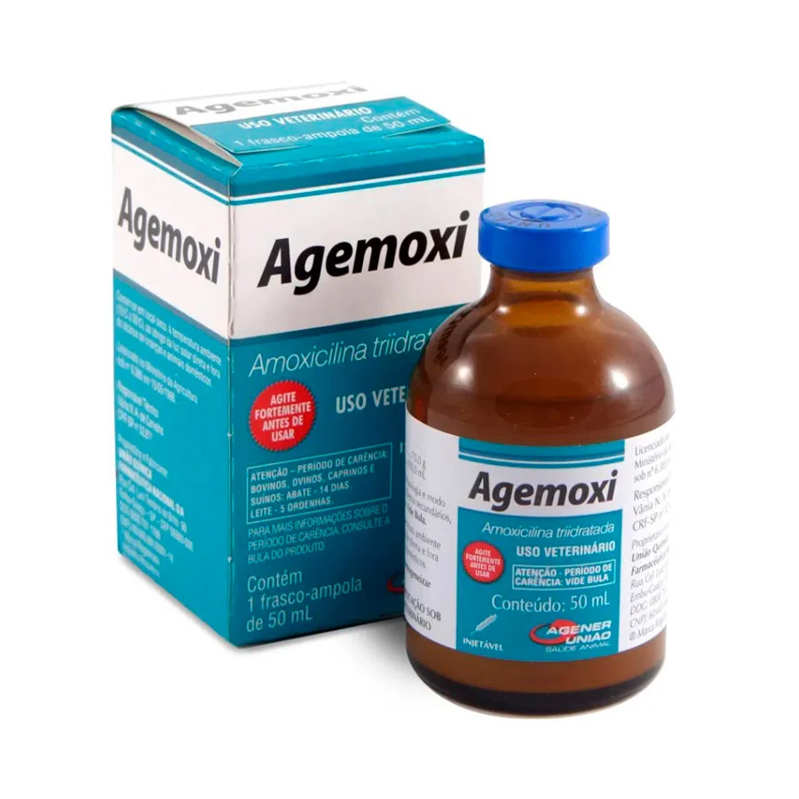 ANTIBACTERIANO USO INJETÁVEL AGEMOXI 50ML - AGENER UNIÃO