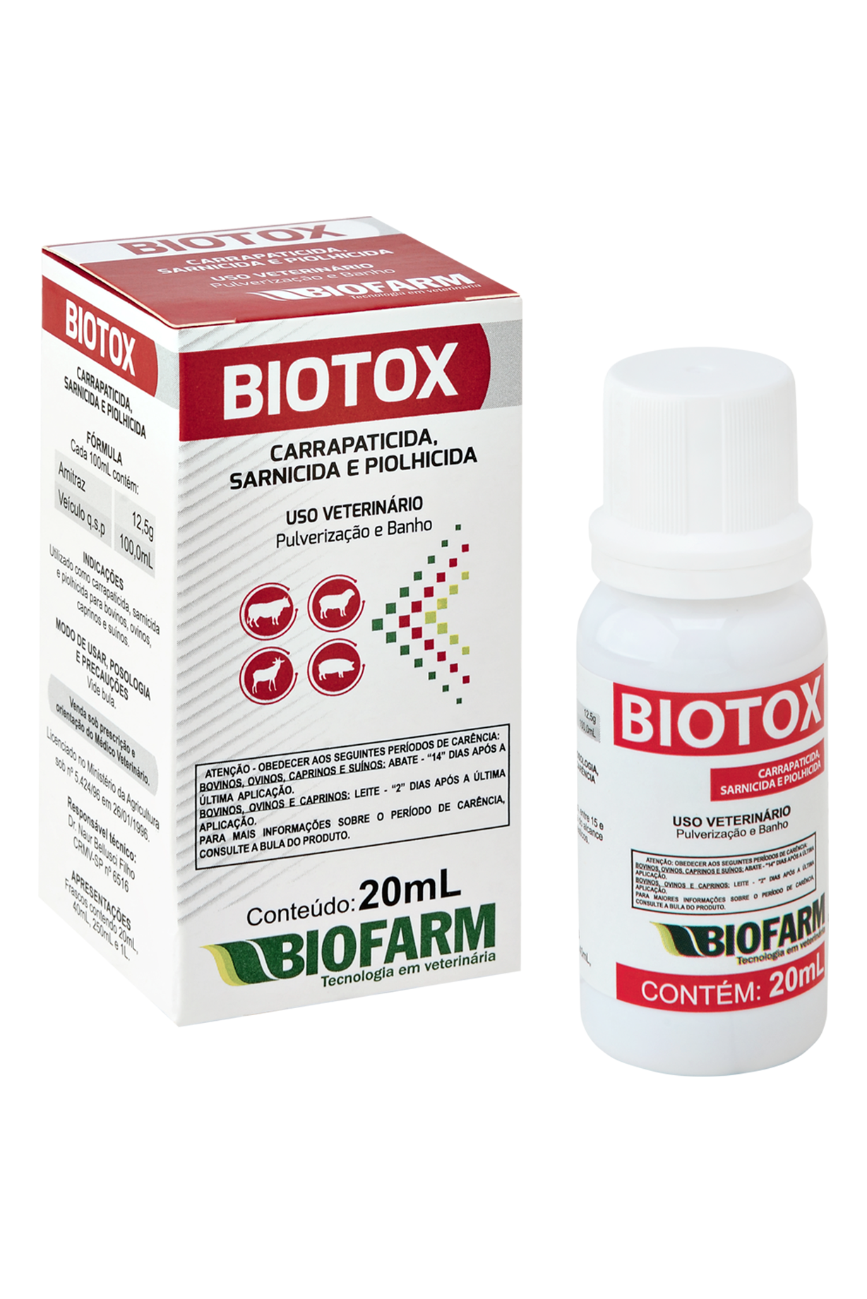 CARRAPATICIDA, SARNICIDA E PIOLHICIDA BIOTOX PULVERIZAÇÃO E BANHO 20ML - BIOFARM