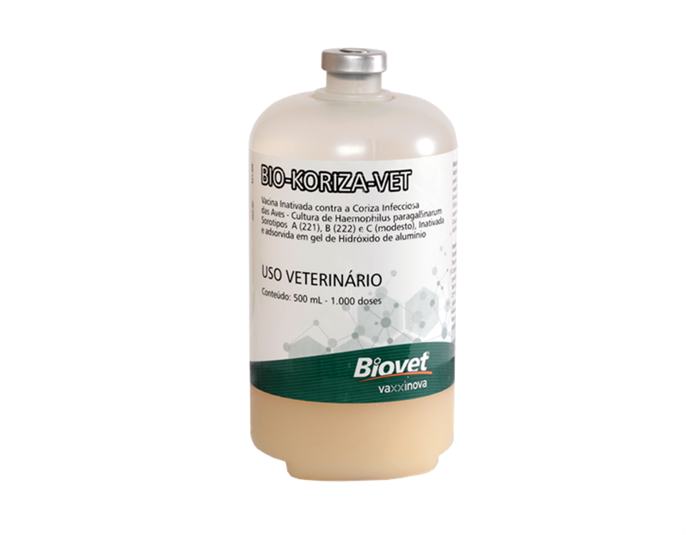 VACINA INATIVADA CONTRA A CORIZA INFECCIOSA BIO-KORIZA-VET 500ML 1.000 DOSES - BIOVET