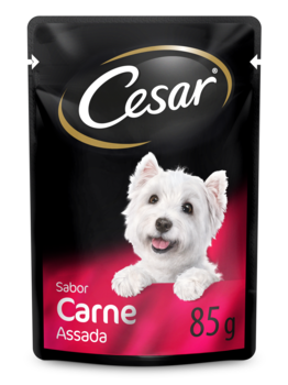 RAÇÃO ÚMIDA CESAR SACHÊ CORTES SELECIONADOS CARNE ASSADA AO MOLHO PARA CÃES ADULTOS 85 g