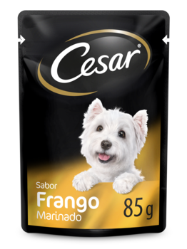 RAÇÃO ÚMIDA CESAR SACHÊ CORTES SELECIONADOS FRANGO MARINADO AO MOLHO PARA CÃES ADULTOS 85 g