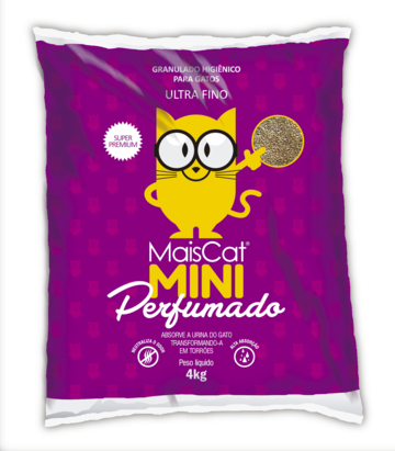 AREIA SANITÁRIA PARA GATOS MAIS CAT MINI PERFUMADA SUPER PREMIUM 4KG