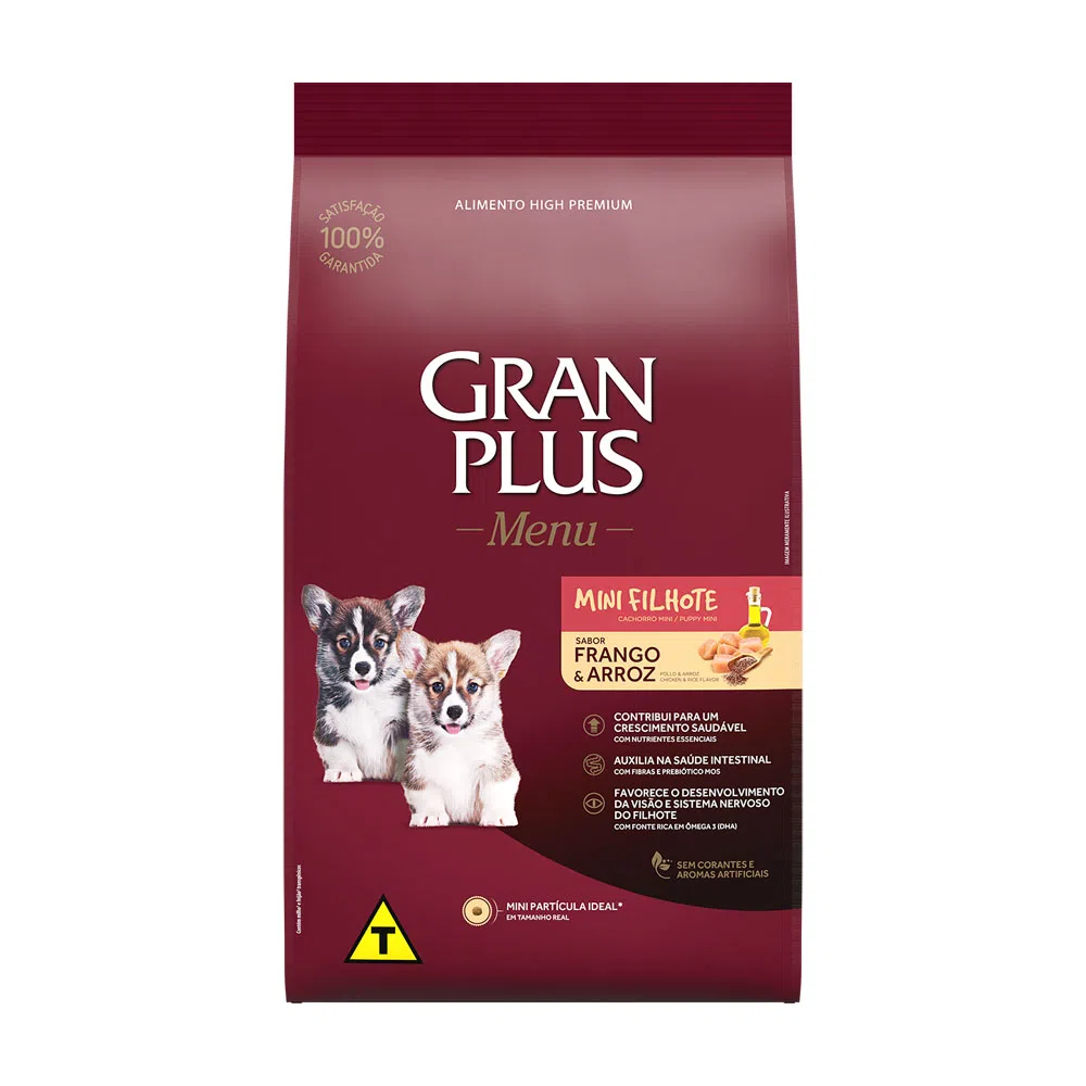 RAÇÃO GRANPLUS MENU CÃO FILHOTE MINI FRANGO E ARROZ 1KG