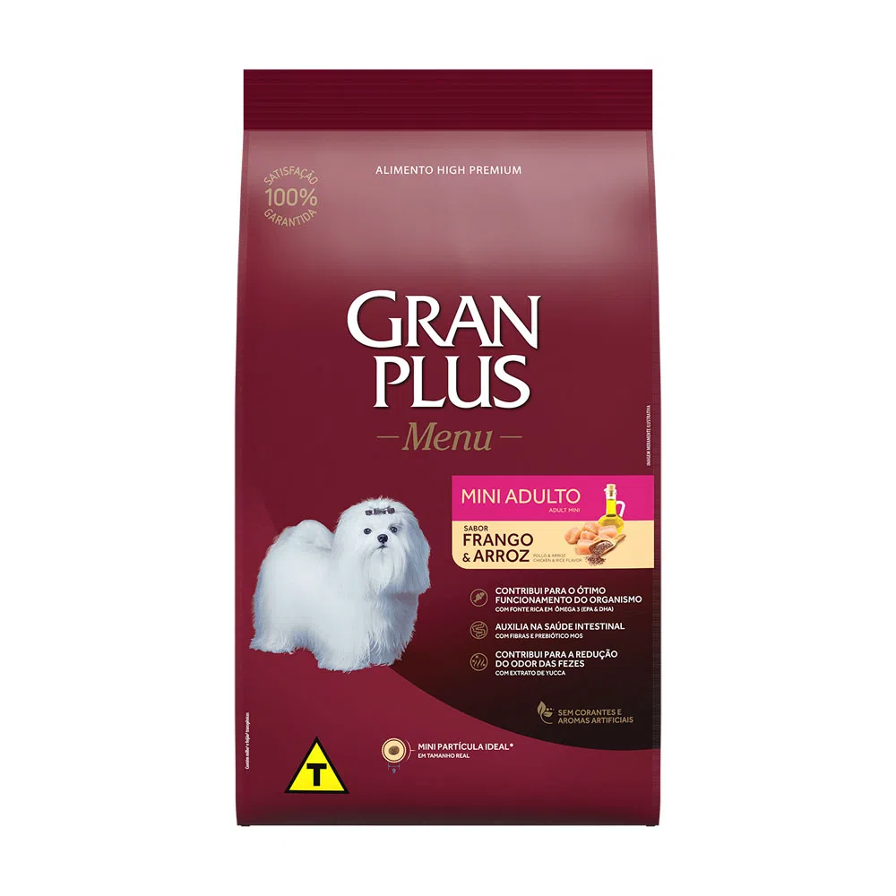 RAÇÃO GRANPLUS MENU CÃO ADULTO MINI FRANGO E ARROZ 1KG