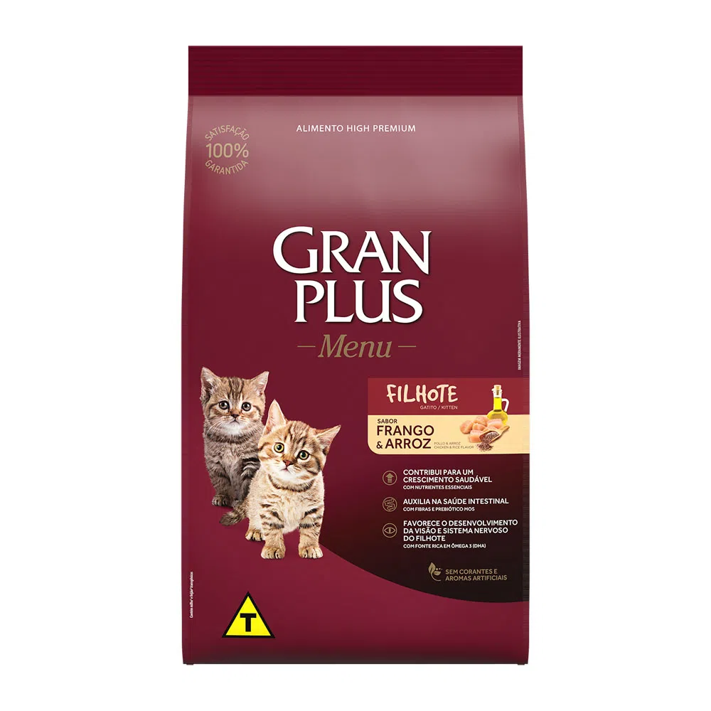 RAÇÃO GRANPLUS MENU GATO FILHOTE FRANGO E ARROZ 1KG