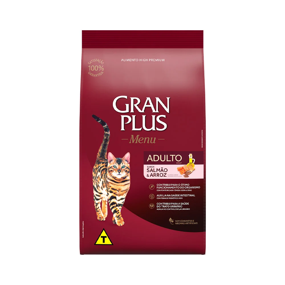 RAÇÃO GRANPLUS MENU GATO ADULTO SALMÃO E ARROZ 1KG