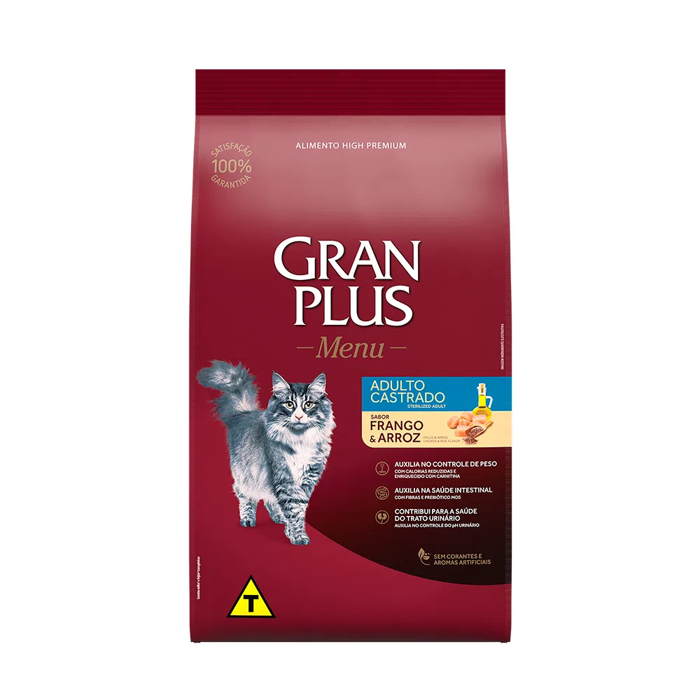 RAÇÃO GRANPLUS MENU GATO CASTRADO FRANO E ARROZ 1KG