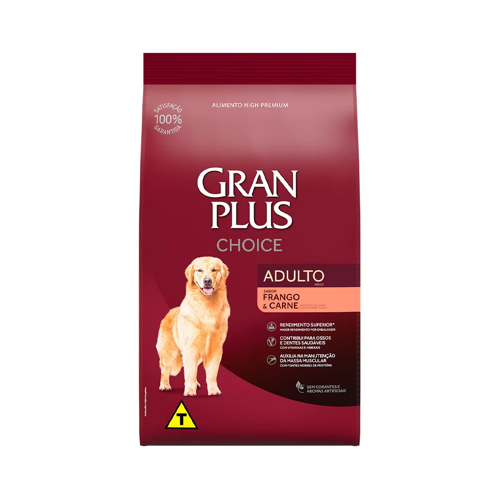 RAÇÃO GRANPLUS CHOICE CÃO ADULTO FRANGO E CARNE 15KG