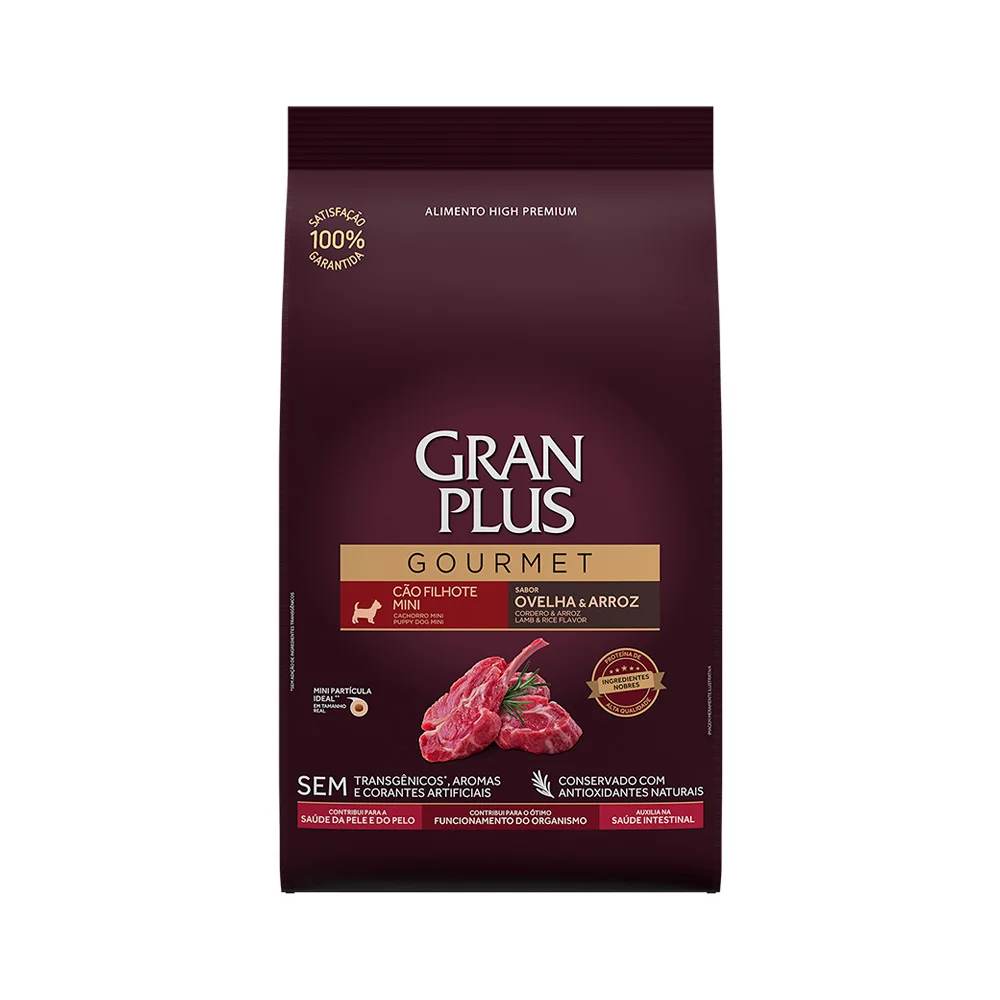 RAÇÃO GRANPLUS GOURMET CÃO ADULTO MINI OVELHA E ARROZ 10,1KG