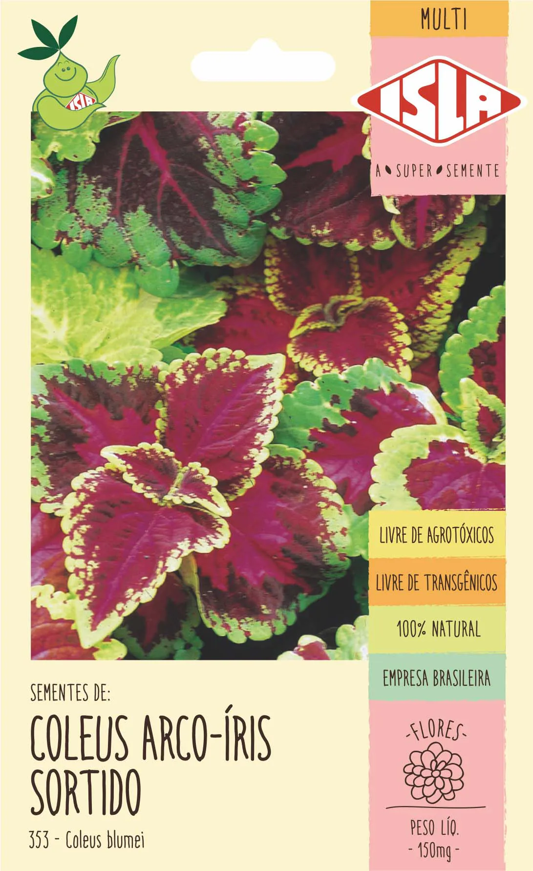 SEMENTE DE FLOR COLEUS ARCO-ÍRIS SORTIDO 150MG - ISLA