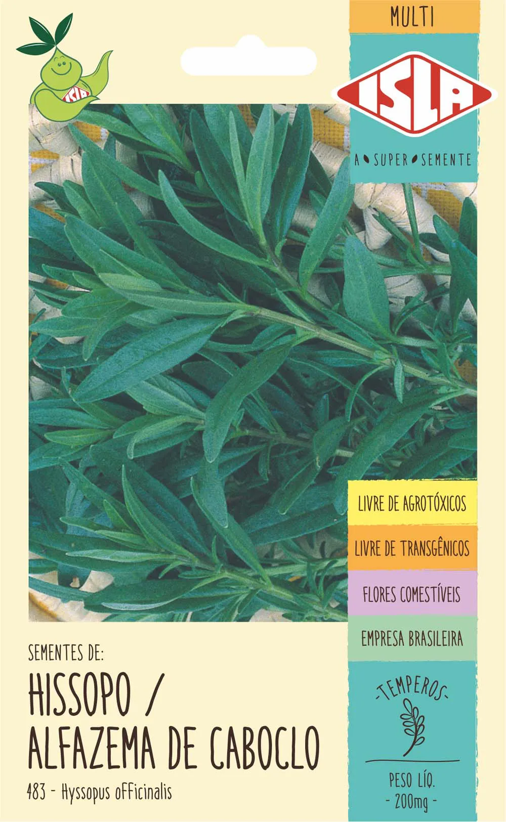 SEMENTE DE HISSOPO / ALFAZEMA DE CABOCLO 200MG - ISLA