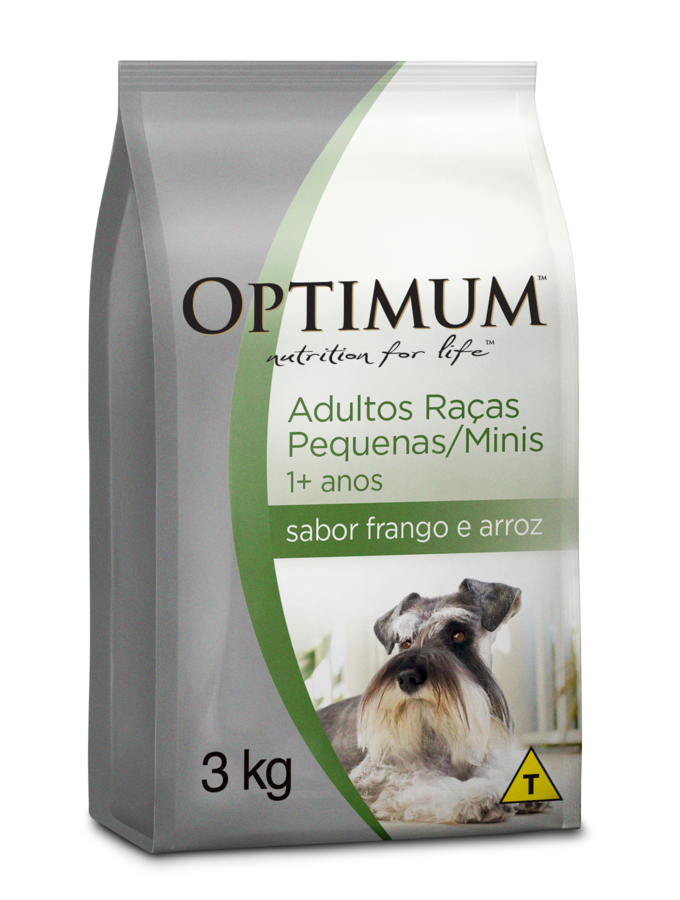 RAÇÃO OPTIMUM PARA CÃES ADULTOS DE RAÇAS PEQUENAS E MINIS 1+ ANOS FRANGO E ARROZ 3KG