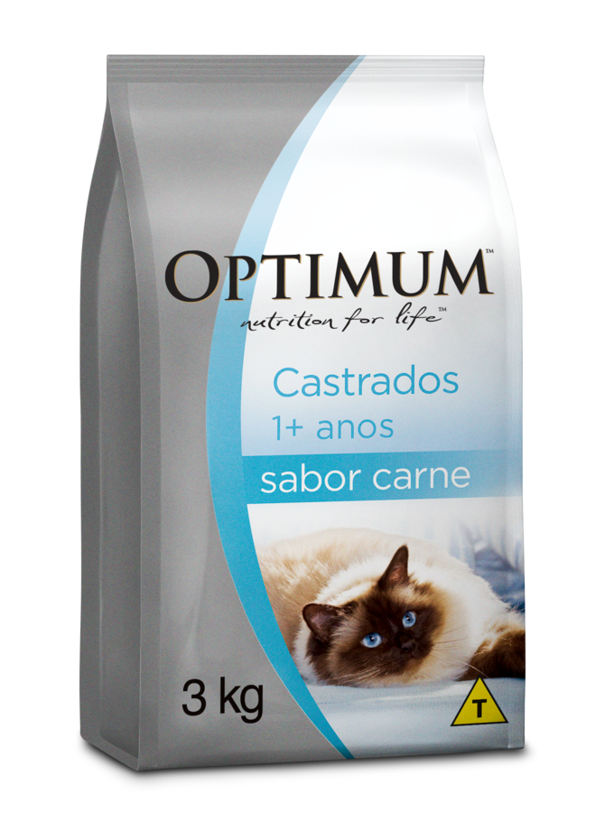 RAÇÃO OPTIMUM PARA GATOS ADULTOS CASTRADOS 1+ ANOS CARNE 3KG