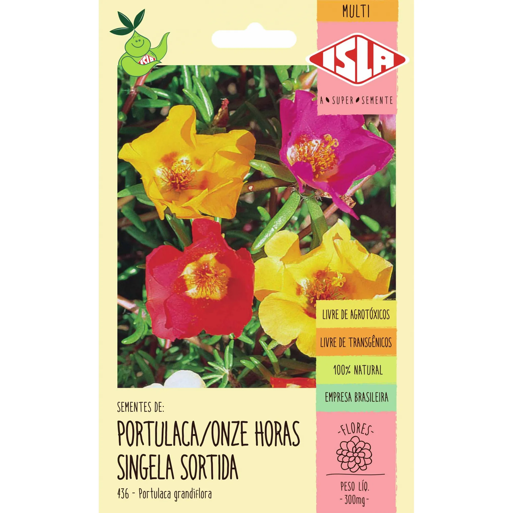 SEMENTE DE FLOR ONZE HORAS PORTULACA SINGELA SORTIDA 300MG - ISLA