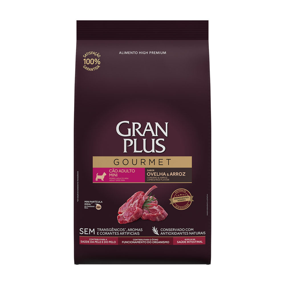RAÇÃO GRANPLUS GOURMET CÃO ADULTO MINI OVELHA E ARROZ 1KG