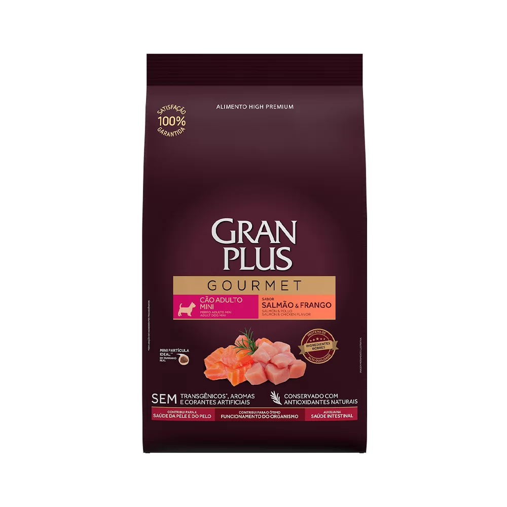 RAÇÃO GRANPLUS GOURMET CÃO ADULTO MINI SALMÃO E FRANGO 1KG