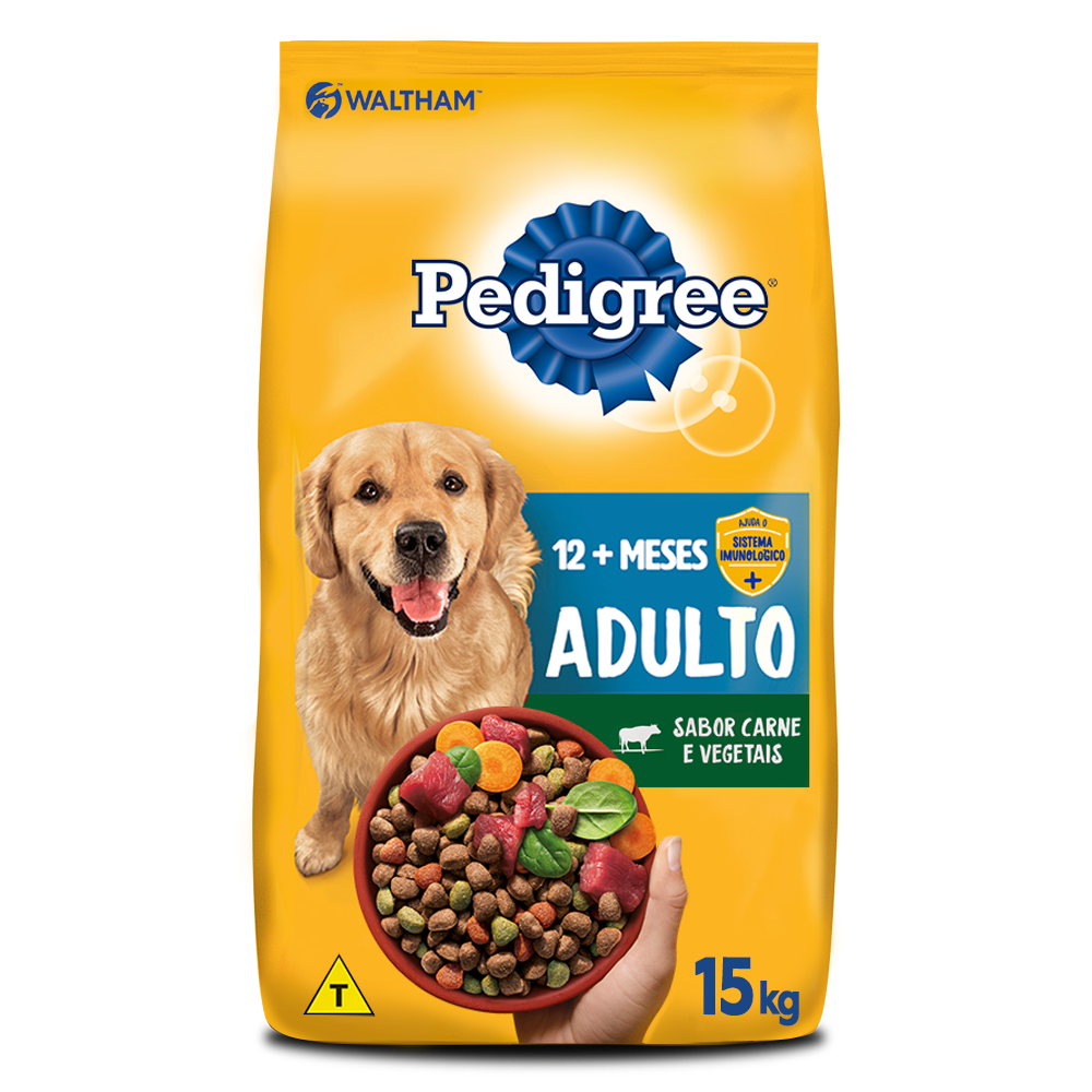 RAÇÃO PEDIGREE CARNE E VEGETAIS CÃES ADULTOS RAÇAS MÉDIAS E GRANDES 15KG