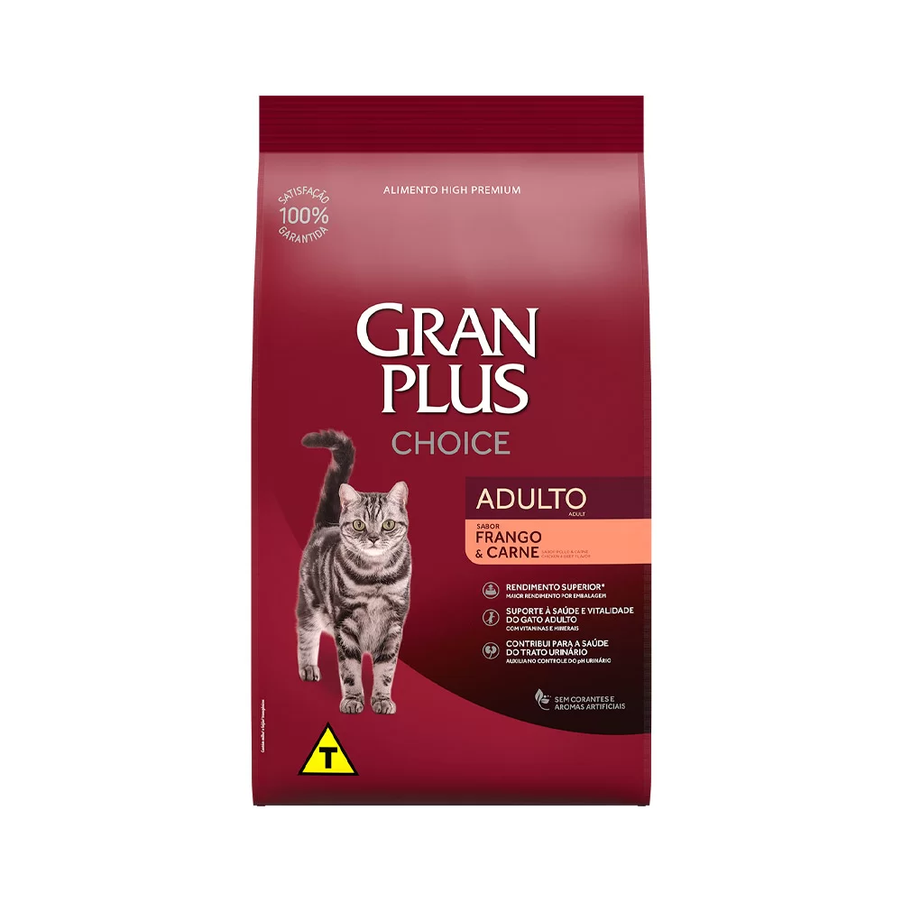 RAÇÃO GRANPLUS CHOICE GATO ADULTO FRANGO E CARNE 10,1KG