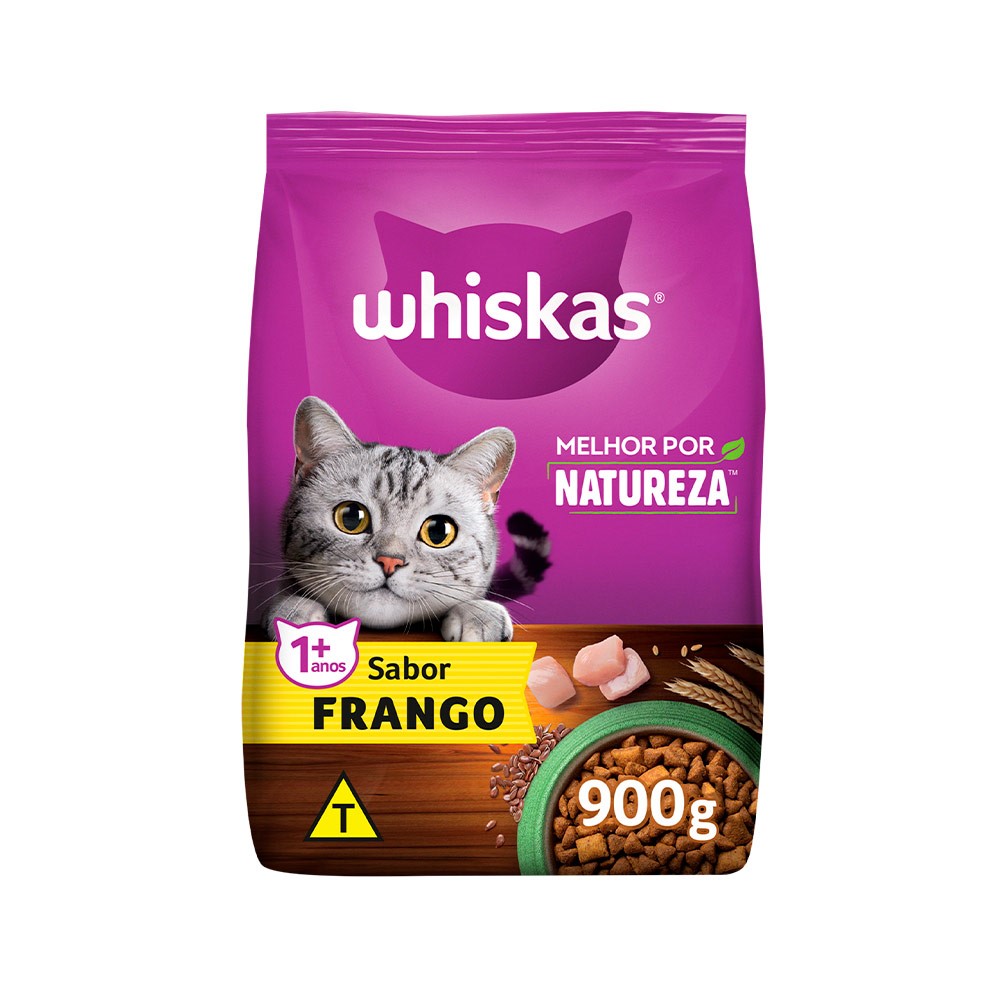 RAÇÃO WHISKAS MELHOR POR NATUREZA FRANGO GATOS ADULTOS 900G