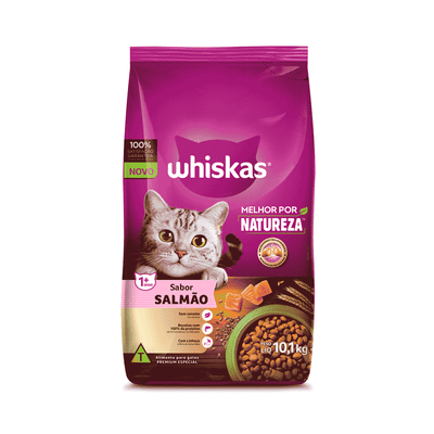 RAÇÃO WHISKAS MELHOR POR NATUREZA SALMÃO GATOS ADULTOS 10,1KG