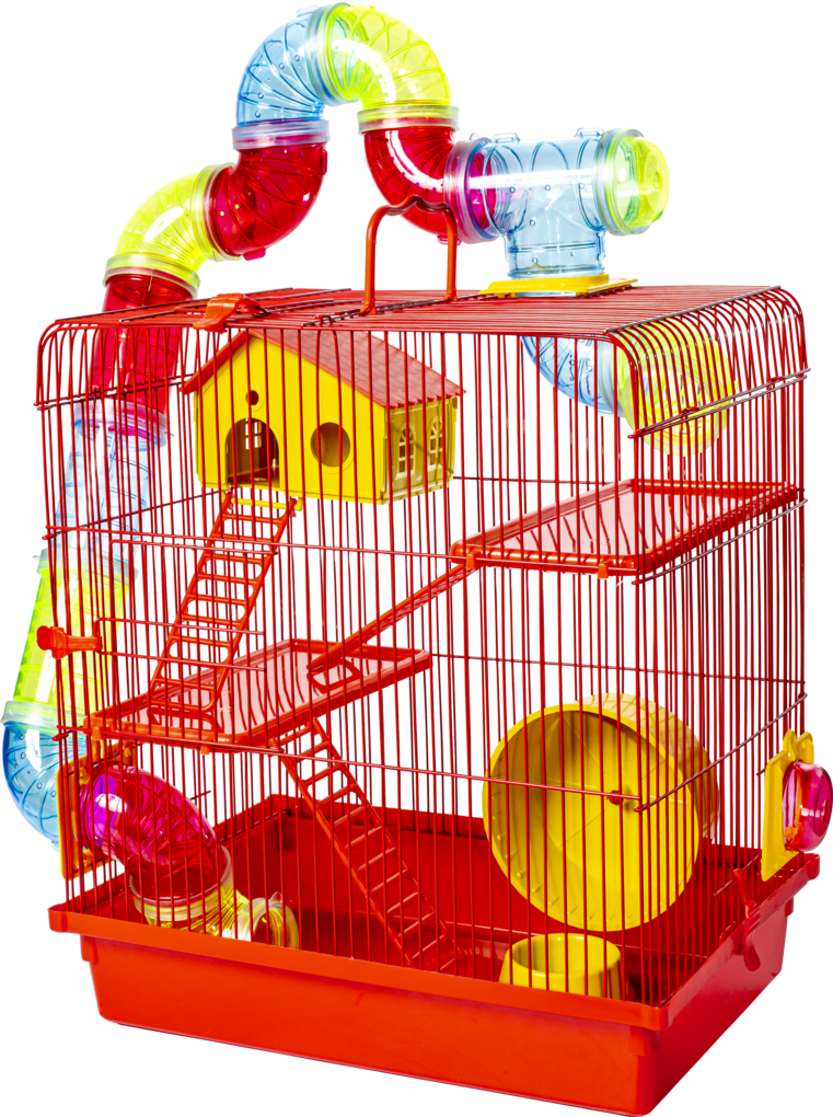 GAIOLA PARA HAMSTER TUBO SUPER LUXO 3 ANDARES - VERMELHO
