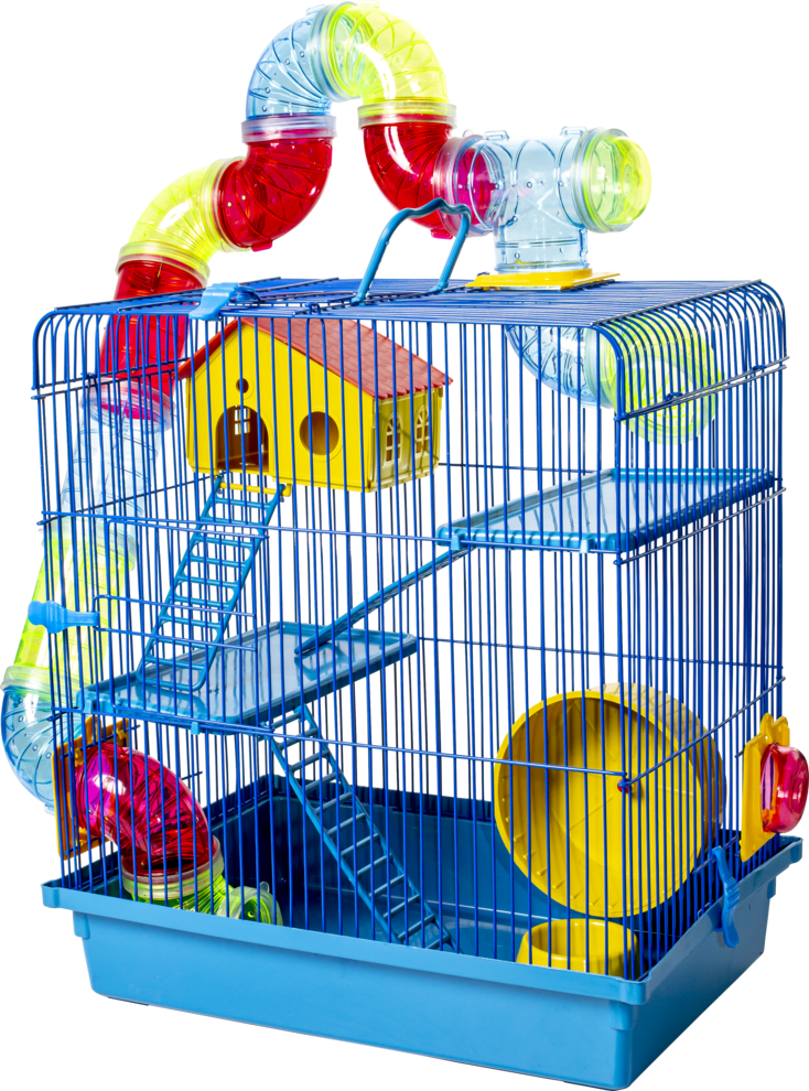 GAIOLA PARA HAMSTER TUBO SUPER LUXO 3 ANDARES - AZUL