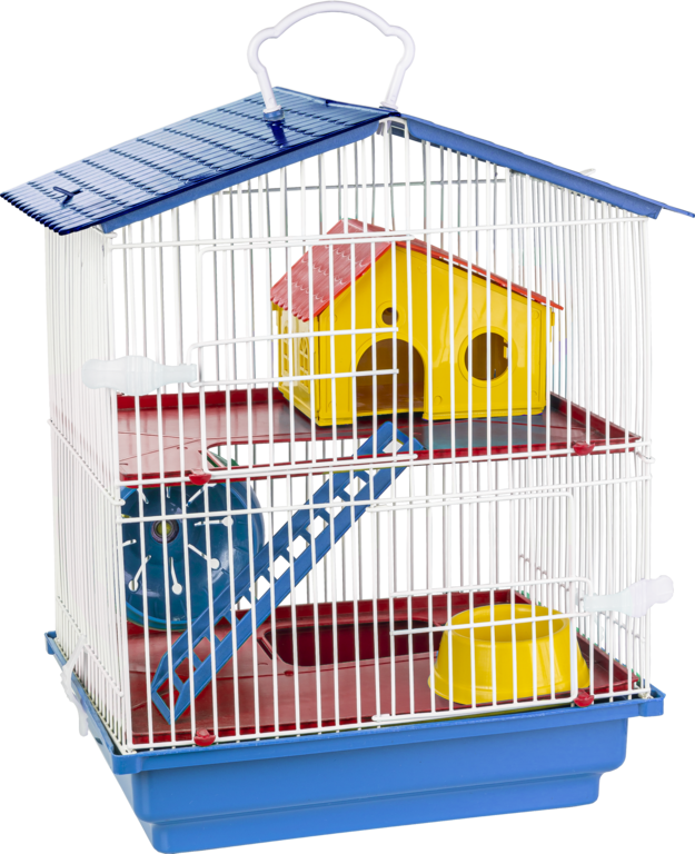 GAIOLA PARA HAMSTER TETO PLÁSTICO 2 ANDARES COMPLETA - CORES MISTA