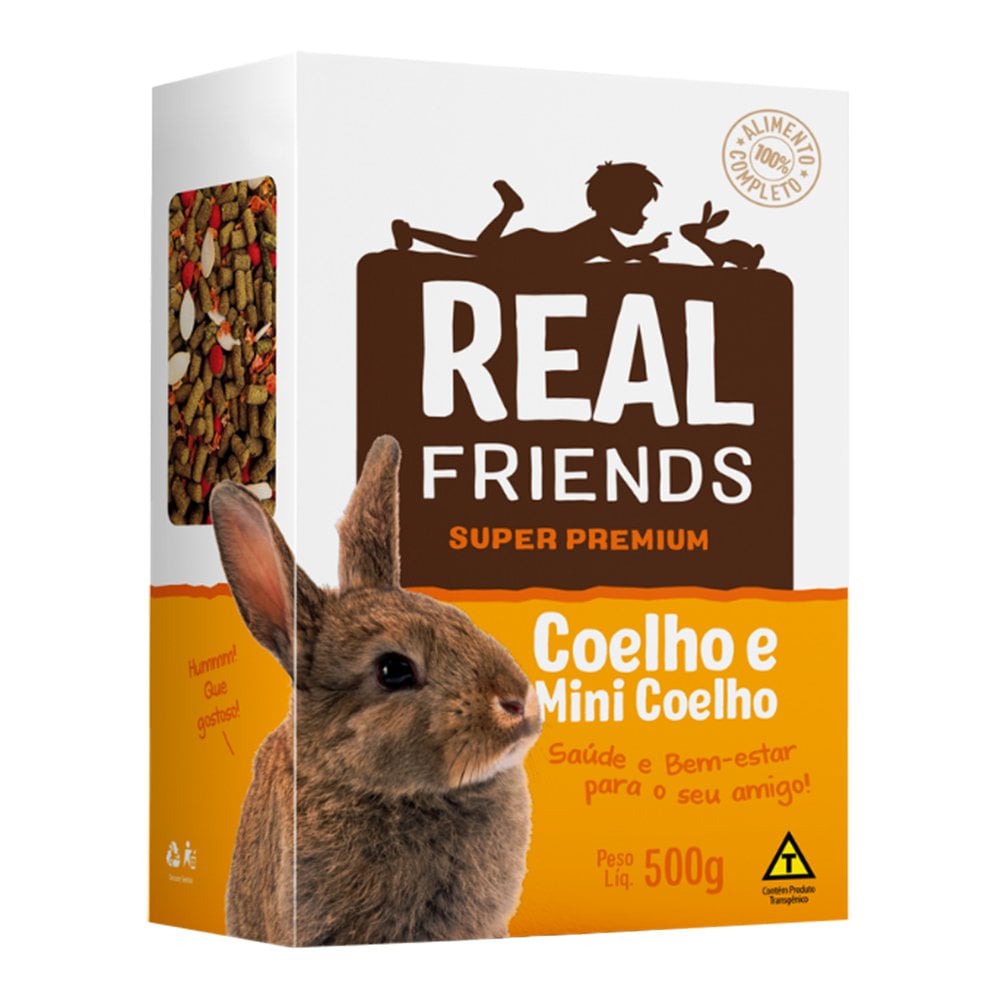 RAÇÃO REAL FRIENDS PARA COELHOS E MINI COELHOS 500G - ZOOTEKNA