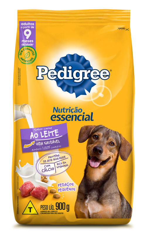 RAÇÃO PEDIGREE NUTRIÇÃO ESSENCIAL CARNE AO LEITE PARA CÃES ADULTOS 900G