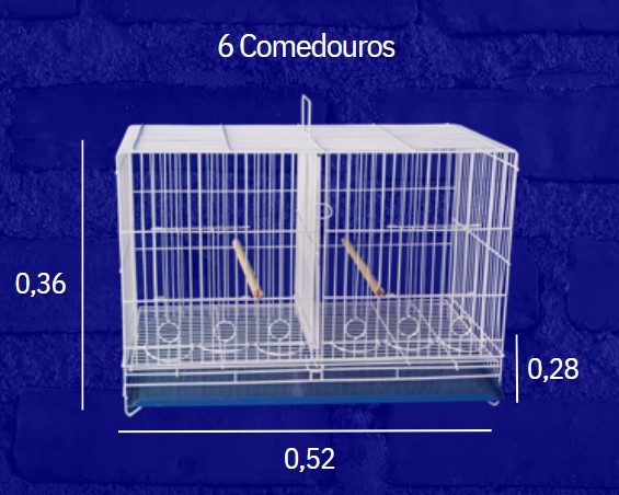 GAIOLA PARA CANÁRIO 6 COMEDOUROS - INCAR