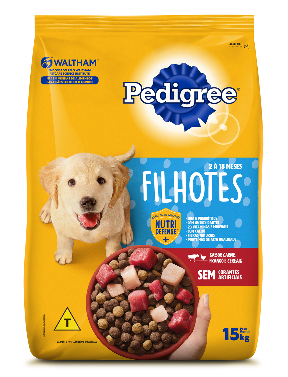 RAÇÃO PEDIGREE CARNE FRANGO E CEREAIS CÃES FILHOTES 15KG