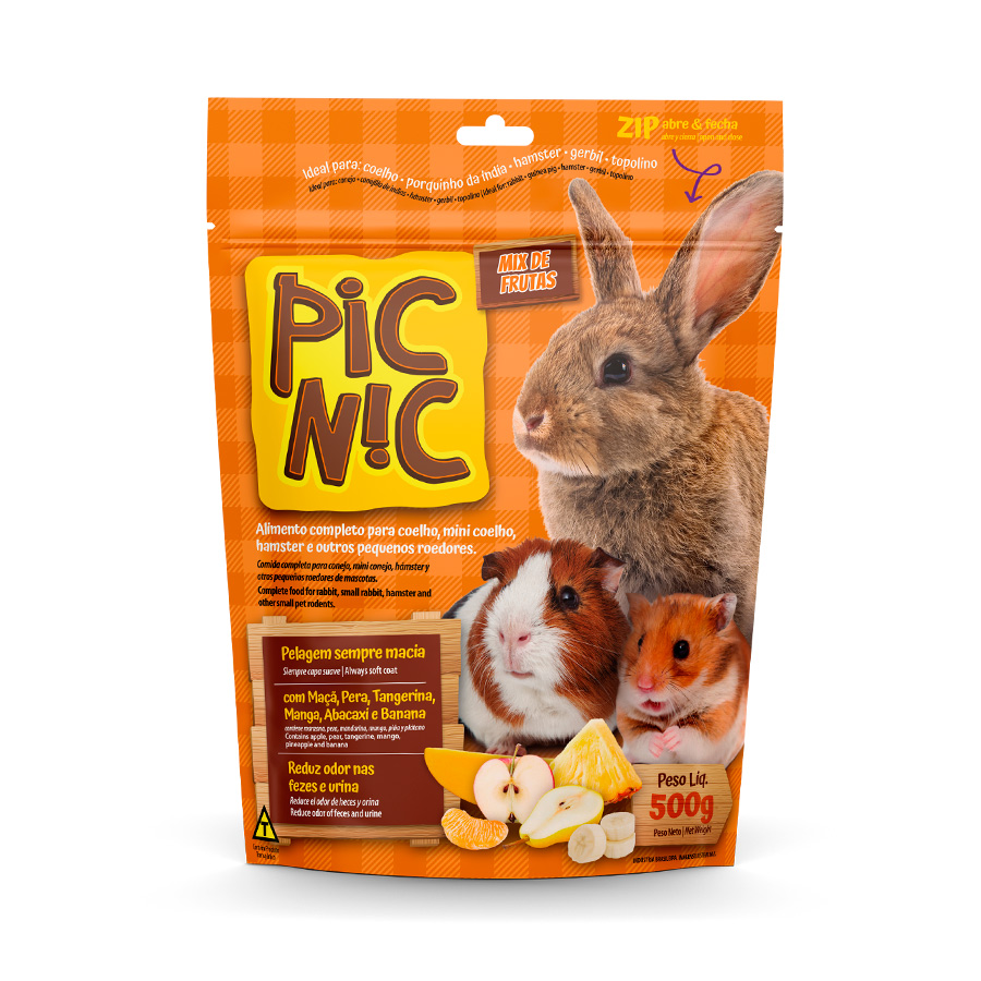 RAÇÃO PARA ROEDORES PIC NIC FRUTAS 500G - ZOOTEKNA