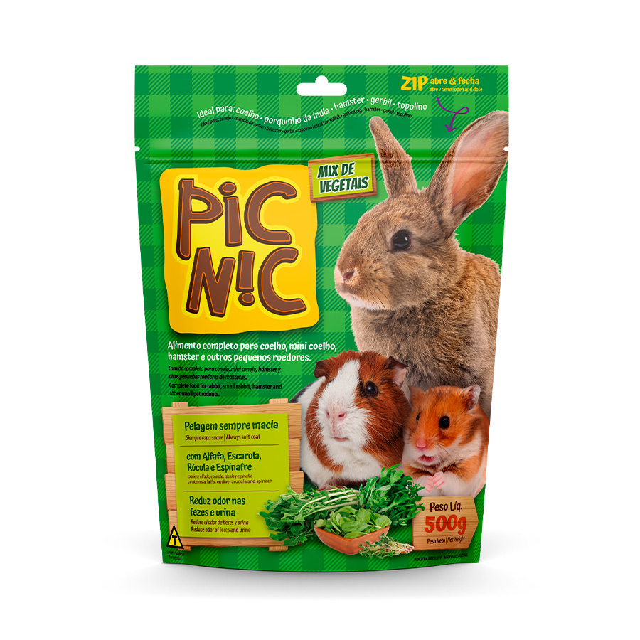 RAÇÃO PARA ROEDORES PIC NIC VEGETAIS 500G - ZOOTEKNA