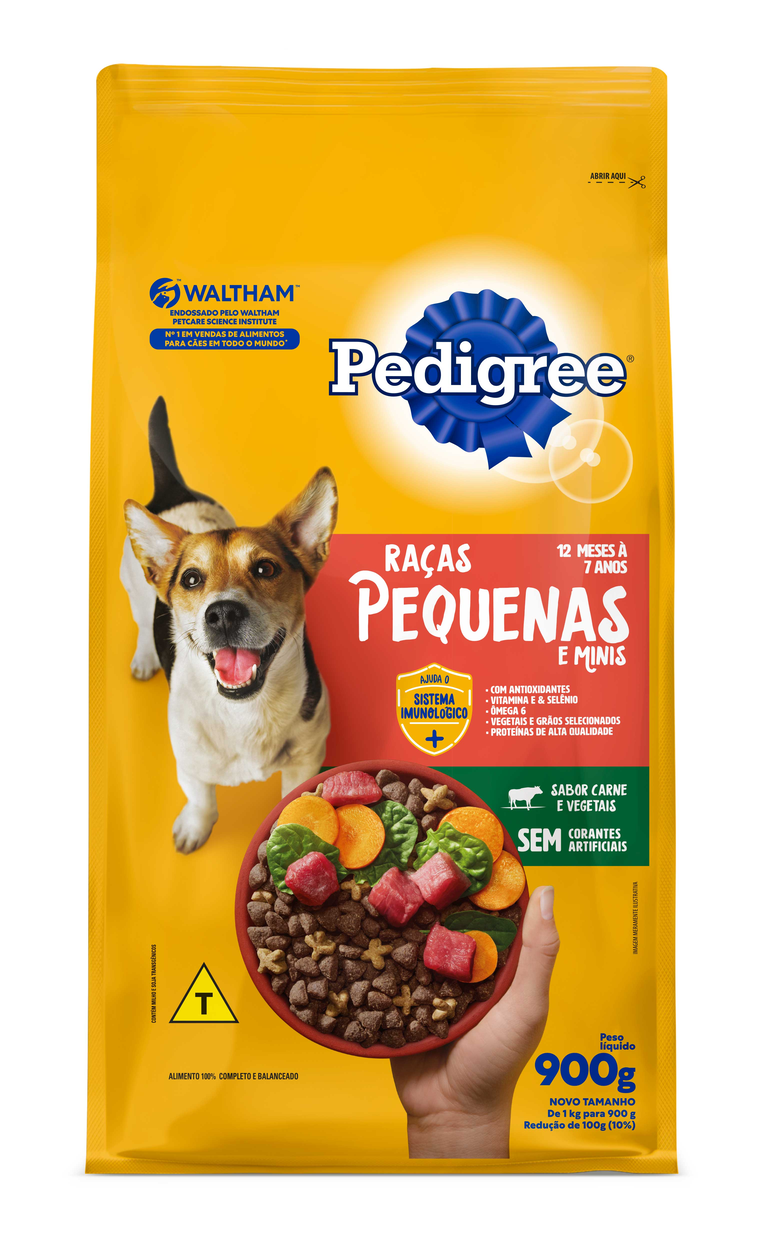 RAÇÃO PEDIGREE CARNE E VEGETAIS CÃES ADULTOS RAÇAS PEQUENAS E MINIS 900G