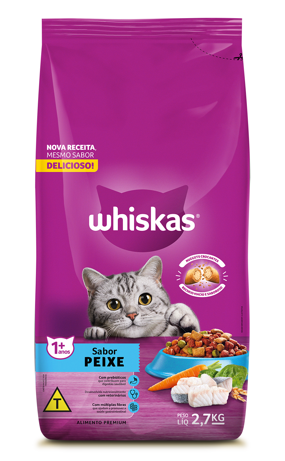 RAÇÃO WHISKAS PEIXE GATOS ADULTOS 2,7KG