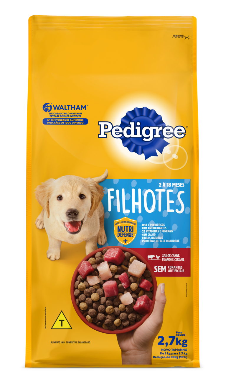 RAÇÃO PEDIGREE CARNE FRANGO E CEREAIS CÃES FILHOTES 2,7KG