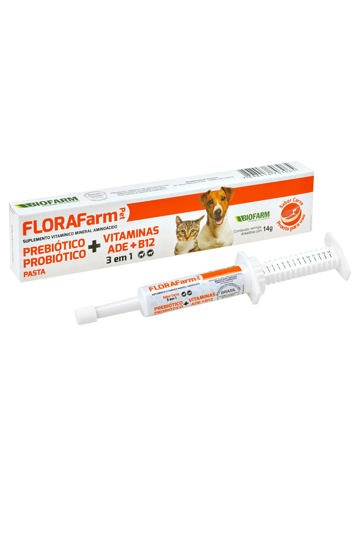 SUPLEMENTO VITAMÍNICO MINERAL AMINOÁCIDOS FLORAFARM PARA CÃES E GATOS 14GR - BIOFARM