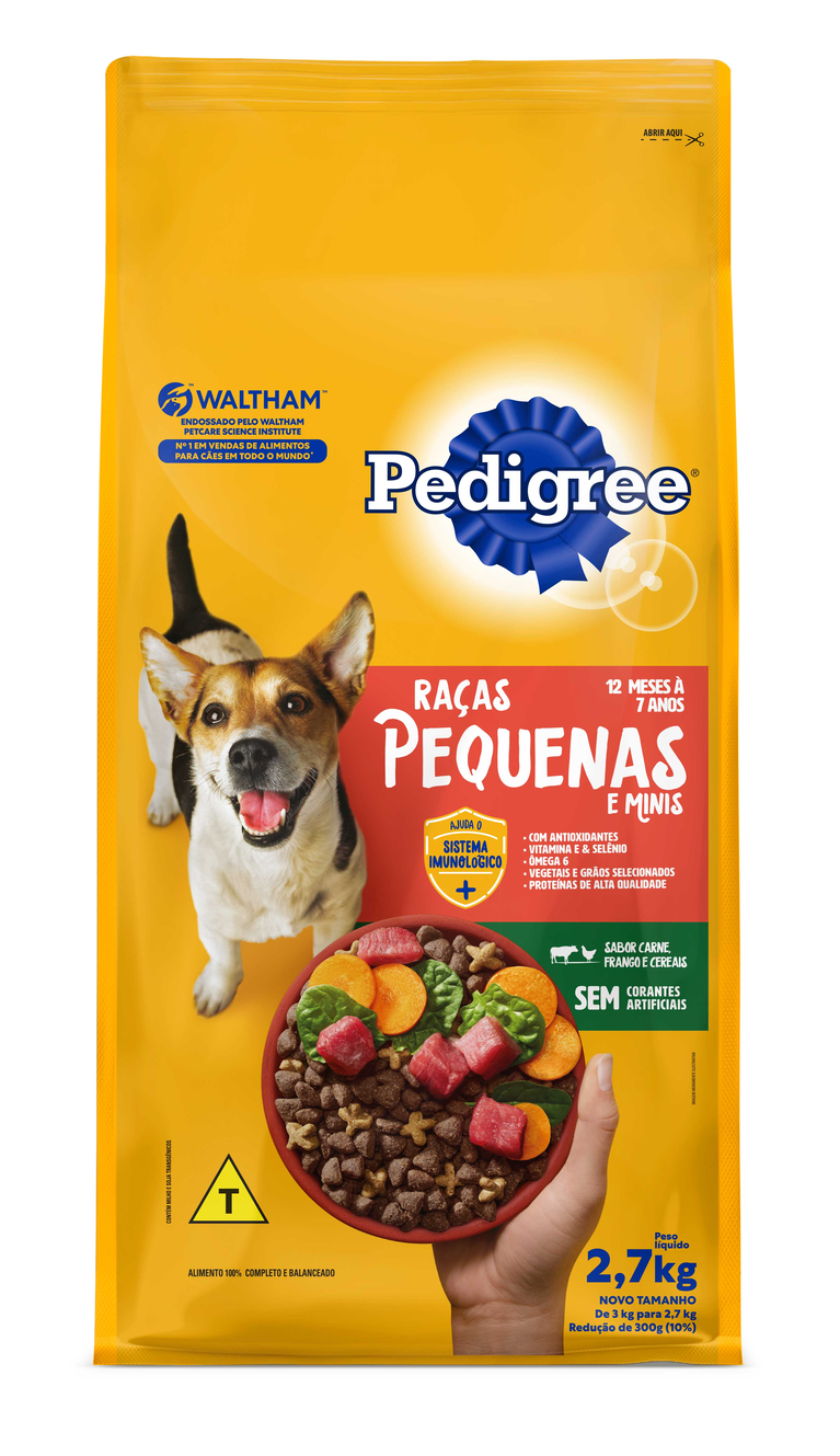 RAÇÃO PEDIGREE CARNE E VEGETAIS CÃES ADULTOS RAÇAS PEQUENAS E MINIS 2,7KG