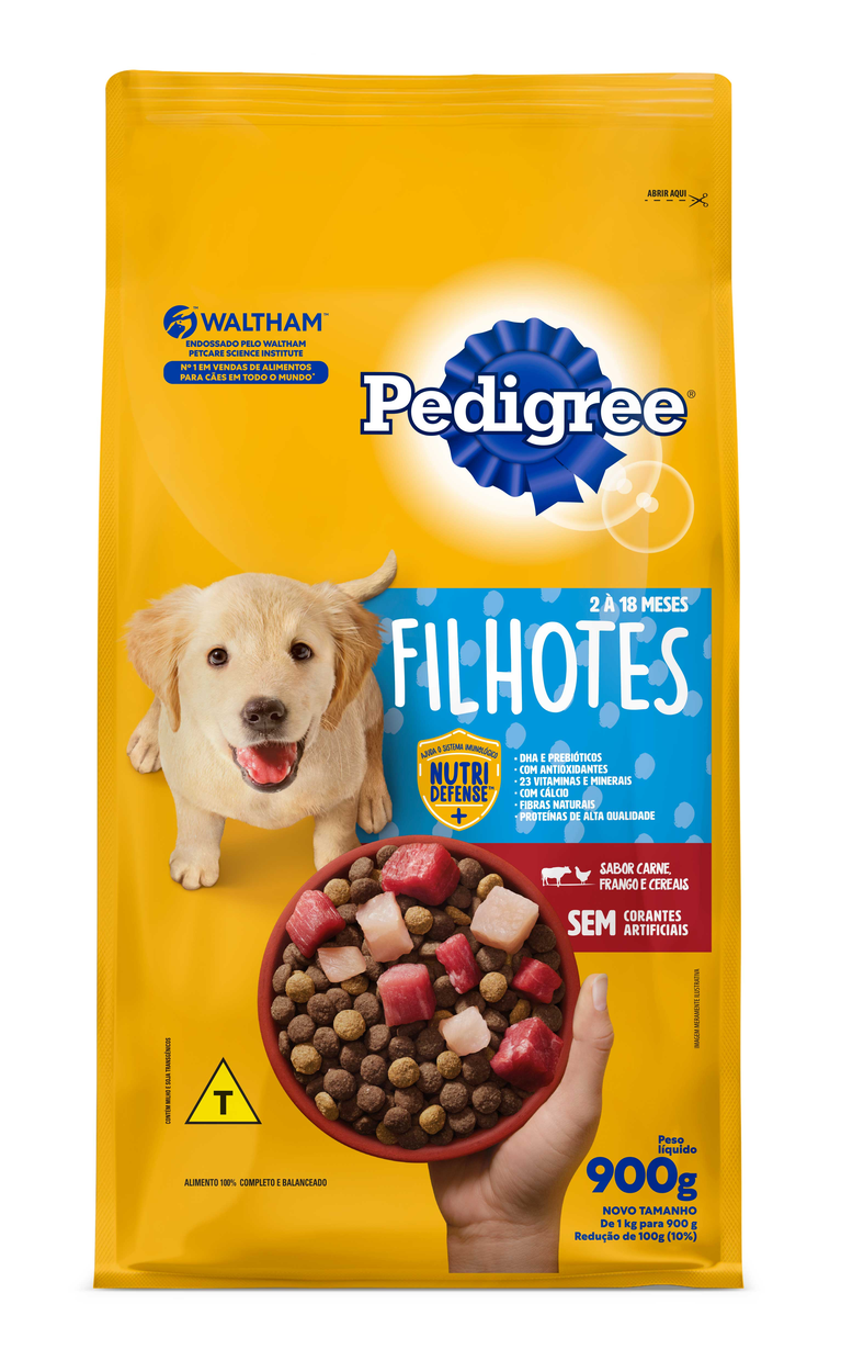 RAÇÃO PEDIGREE CARNE FRANGO E CEREAIS CÃES FILHOTES 900G