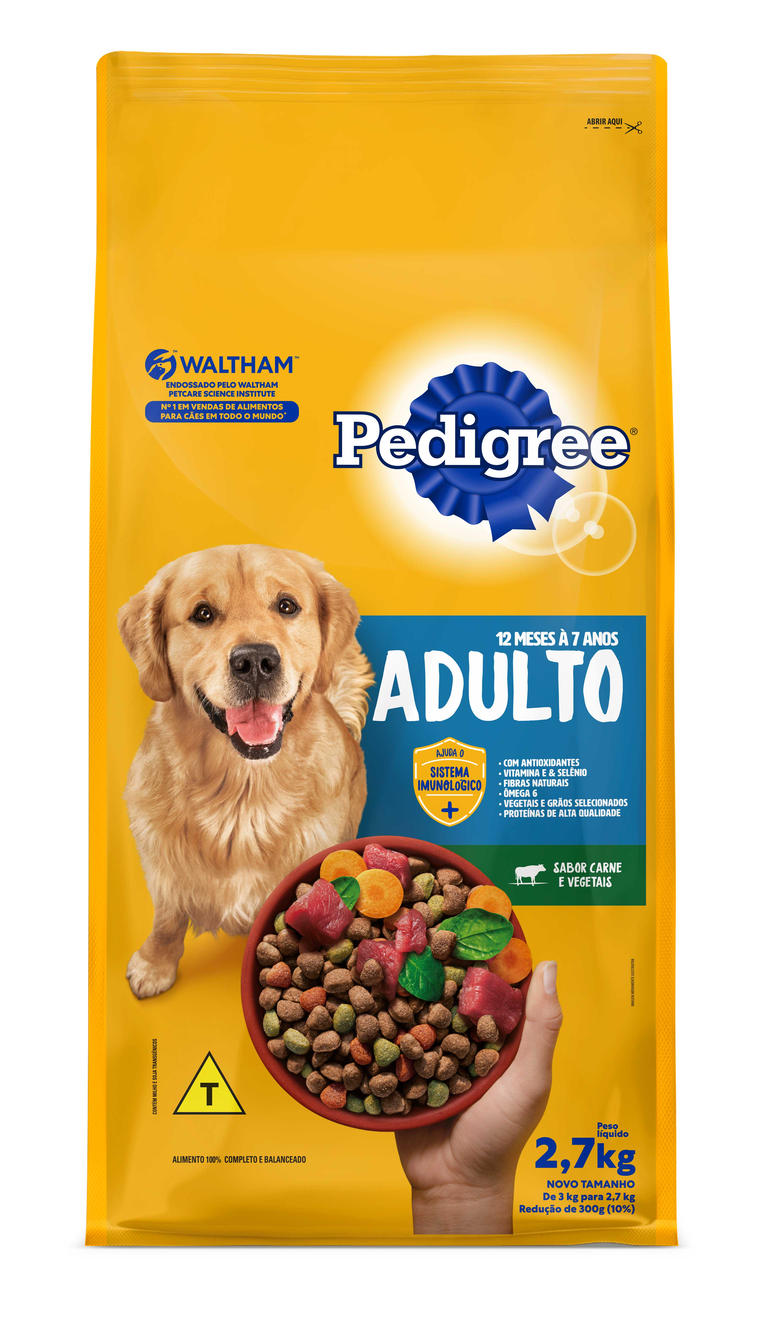 RAÇÃO PEDIGREE CARNE E VEGETAIS CÃES ADULTOS RAÇAS MÉDIAS E GRANDES 2,7KG