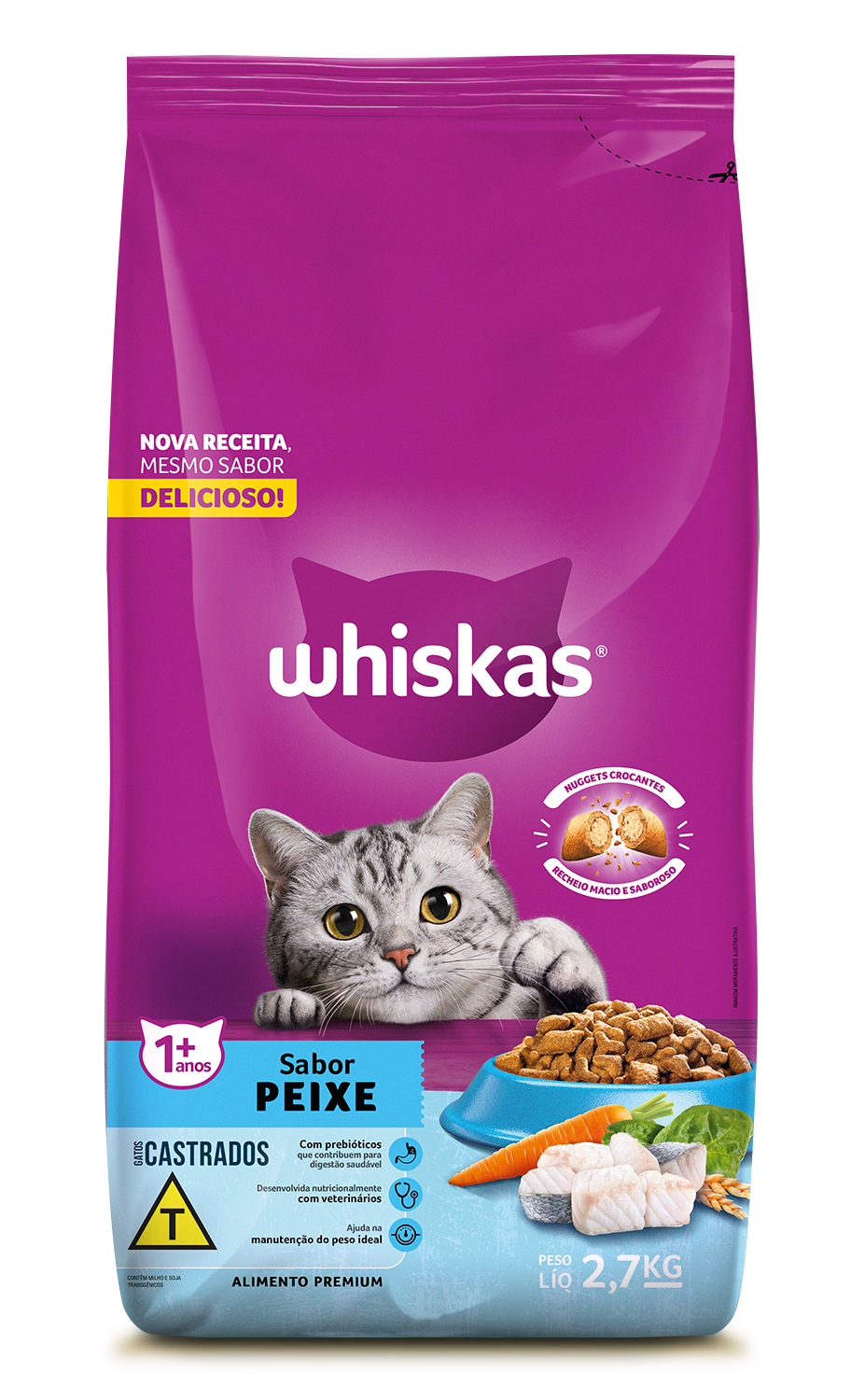 RAÇÃO WHISKAS PEIXE GATOS ADULTOS CASTRADOS 2,7KG