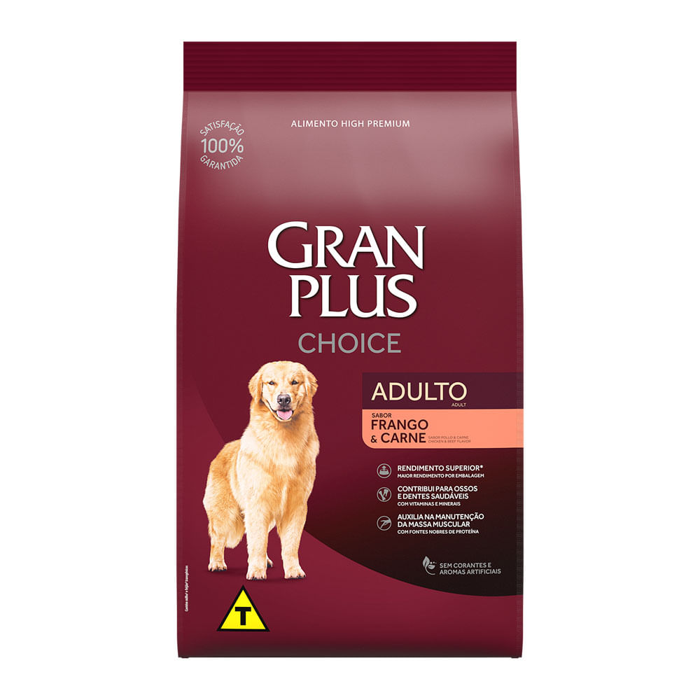RAÇÃO GRANPLUS CHOICE CÃO ADULTO FRANGO E CARNE 20KG